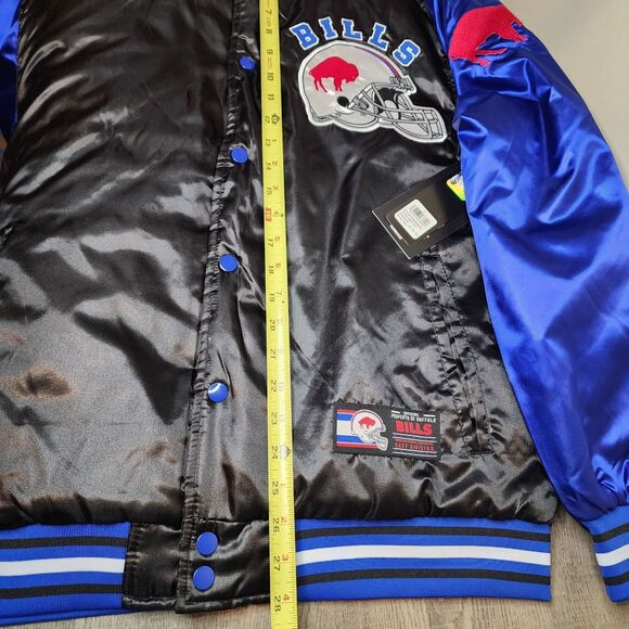 Buffalo Bills Jacket Satin Bomber Coat NFL Team Varsity Button NFL Mens Large - Picture 6 of 11